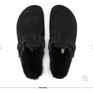 Birkenstock Boston Shearling Suede Leather black
